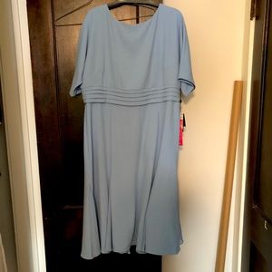 Adrianna Papell Dolman Sleeve Crepe Dress Blue 14W